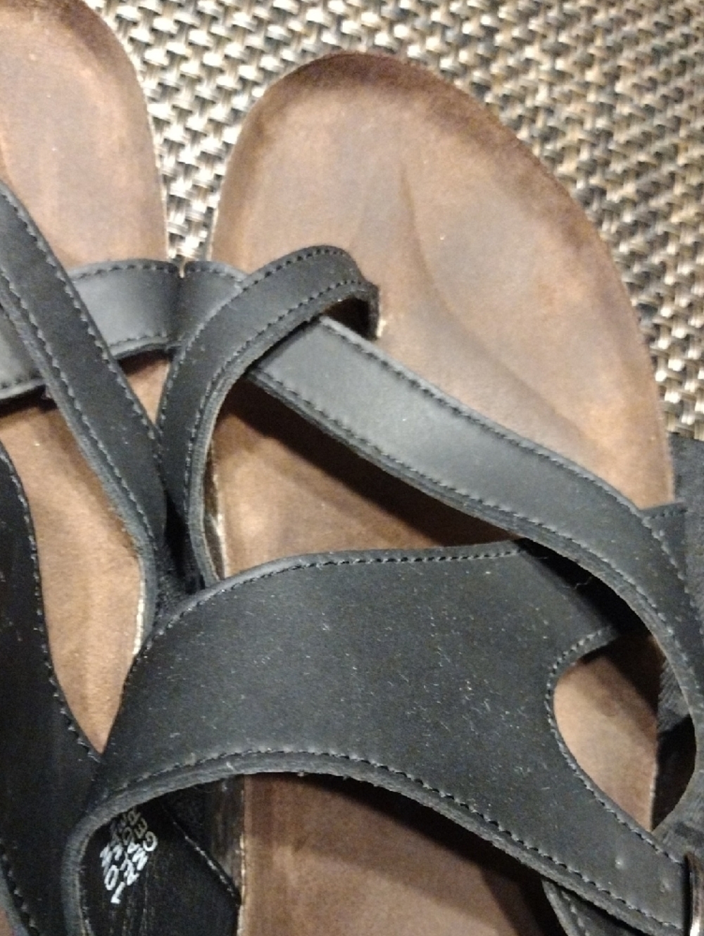 White Mountain Black Strappy Leather Sandals - Picture 6 of 7
